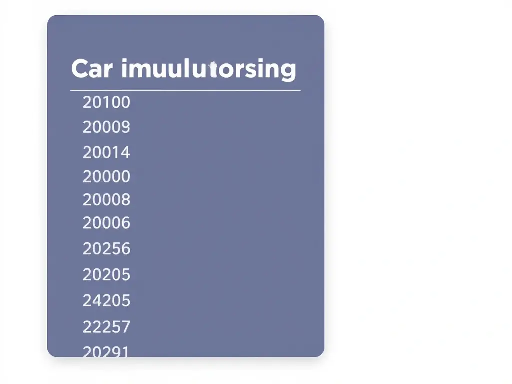 A detailed image of a filter dropdown menu for 'Year' in a car auction website, displaying a range of years from 2010 to 2025 with thumbnail images of cars from those years.