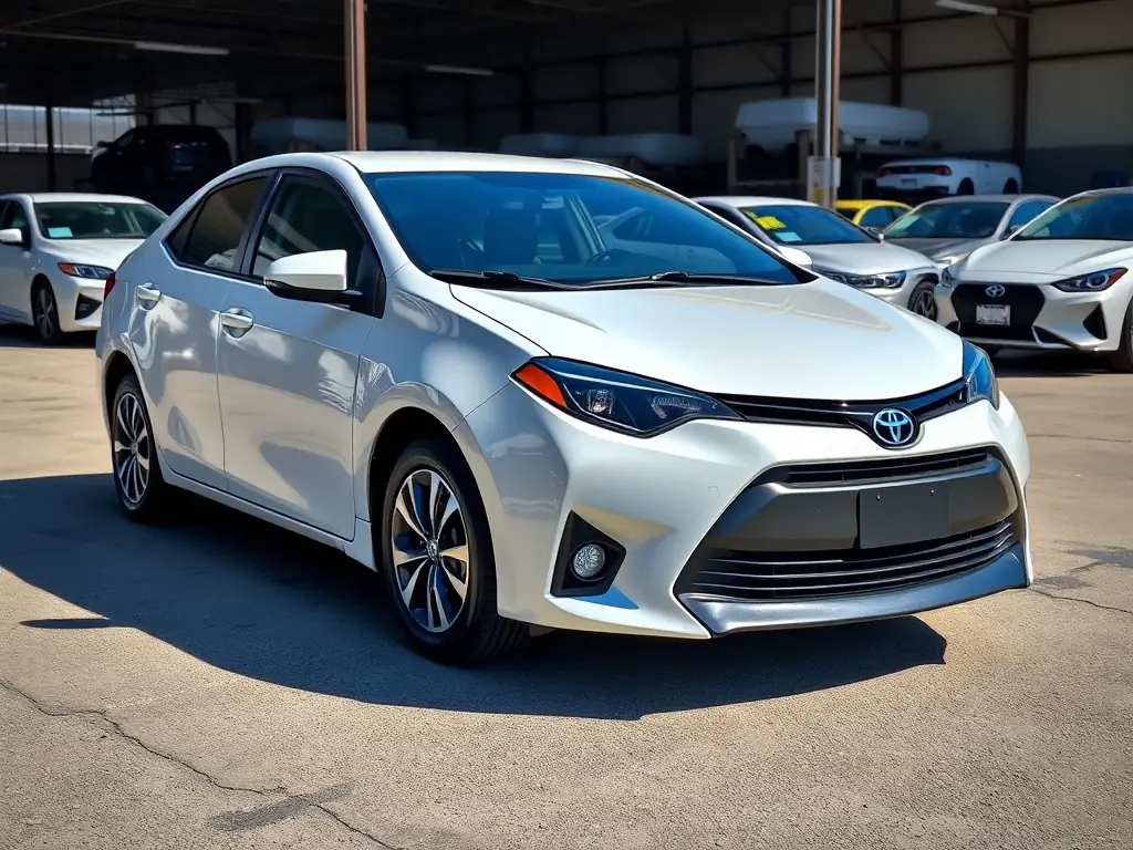 A high-quality photograph of a 2018 Toyota Corolla at a US car auction, showcasing its exterior. The image should highlight the car's condition and appeal to potential buyers in Panama.