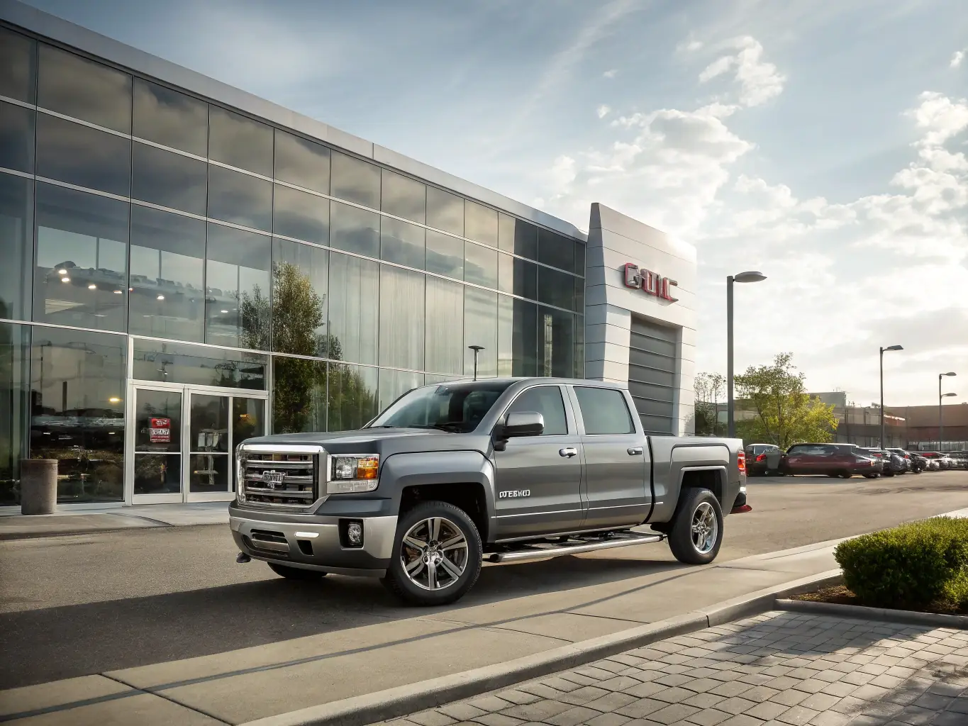 A high-quality image of a Chevrolet Silverado pickup truck at a US car auction, showcasing its rugged design and features. The truck is clean and well-maintained.